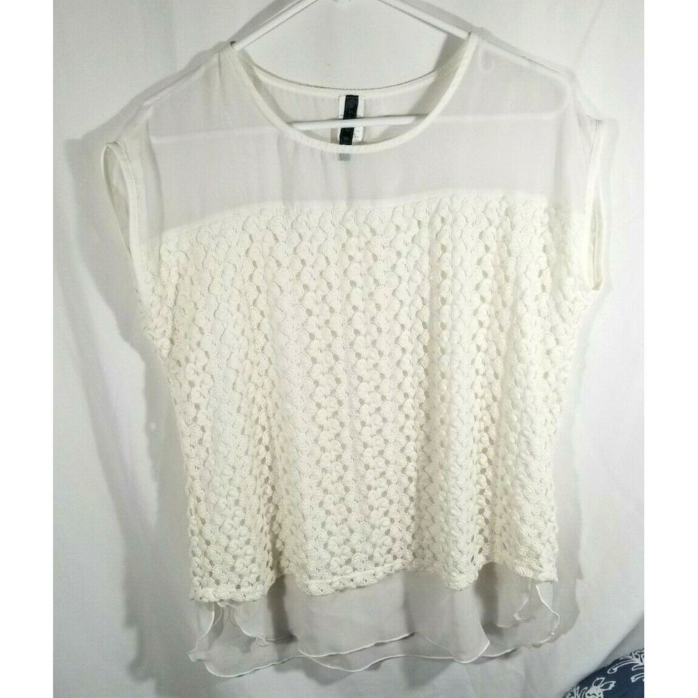 Ashley Blue White Lace Sheer Shirt